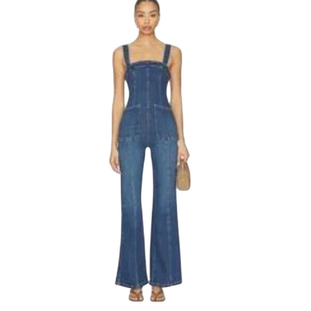 We The Free Y2K Flare Leg Denim Jumpsuit Side Zip Distressed 6